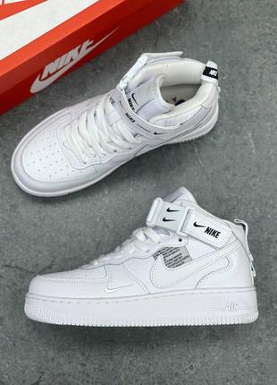 Жіночі кросівки nike air force 1 mid utility all white / кросівки найк білі10 фото