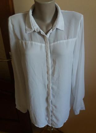 Белая шифоновая блуза на пуговицах 42-44 размер f&f