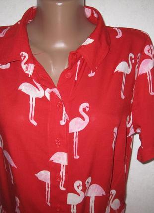 Красное вискозное платье рубашка халат фламинго sugarhill р-р103 фото
