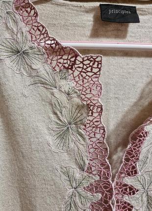 Льон кардиган накидка вишивка ажур в стилі laura ashley льон льняна3 фото