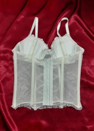 Білий білий молочний мереживний вінтажний сексуальний корсет в сіточку з вишивкою...