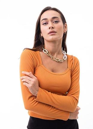 Женский укороченный  джемпер оранжевый5 фото