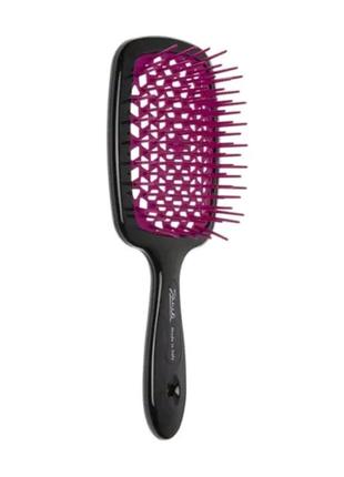 Гребінець для волосся чорний з рожевим janeke superbrush with soft moulded tips