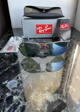 Очки ray-ban rb3449 aviator sunglasses практически новые6 фото