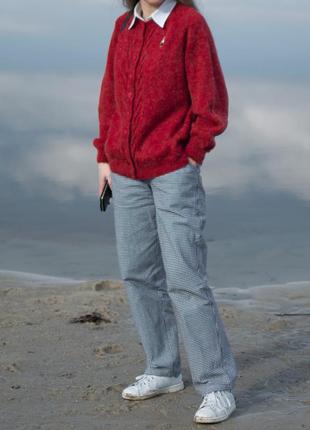 Кардиган кофта вязанная бордовая на пуговицах шерсть красная терракотовый оверсайз9 фото