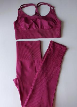 Женский костюм для фитнеса, марсала - 42-44 размер, нейлон4 фото