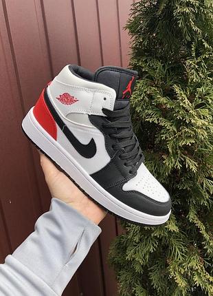 Р. 41 кроссовки  nike air jordan (бело/черно/красные) ks 11079