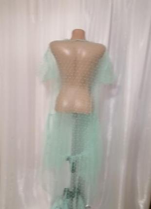 Платье прозрачное сетка накидка в горох волан , можно носить на платье,футболку , майку , купальник2 фото