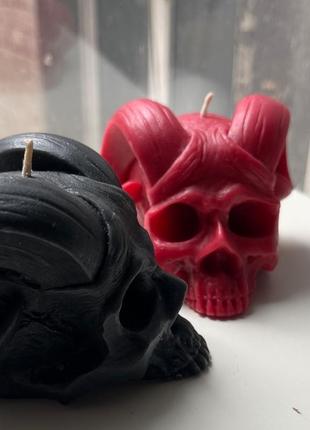 Свічка череп з рогами і без, декоративна свічка, 10 см висота. ручна робота3 фото