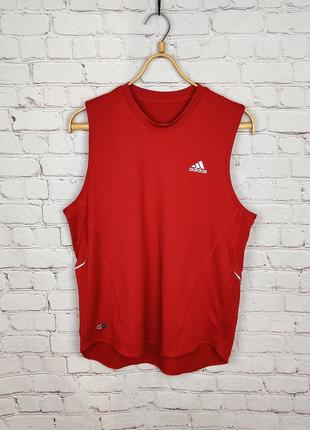 Компрессионная спортивная тренировочная красная мужская майка adidas climalite