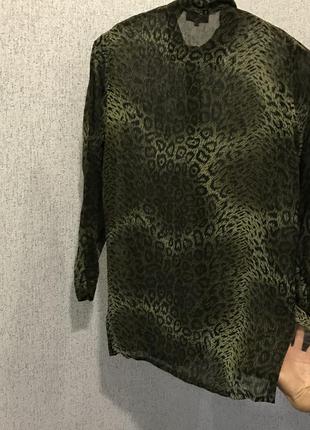 Сорочка*лео* блуза в леопардовий принт колір хакі\захисного зеленого кольору xs\s2 фото