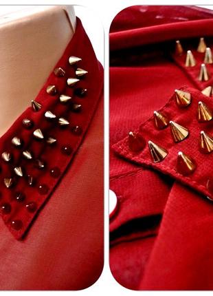 Брендовая шифоновая блузка missguided с шипами. размер s/m.4 фото