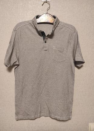 Хлопкова футболка поло в смужку рис котонові футба з коміром