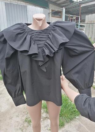 Блуза  zara с объёмными рукавами баффами5 фото
