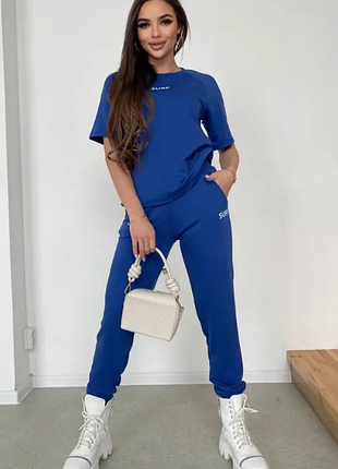 Весняний Костюм жіночий футболка і штани двунить 5 кольорів 2plgu788-2064/1ѕве