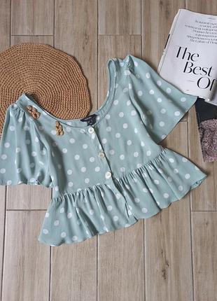 Топ в горох,топ з баскою,блуза