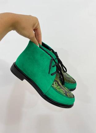 Хайтопи зелені туфлі oxf 🥾 натуральна шкіра замш 36-41 🔰 хайтопы зелёные туфли натуральная замша кожа 36-41