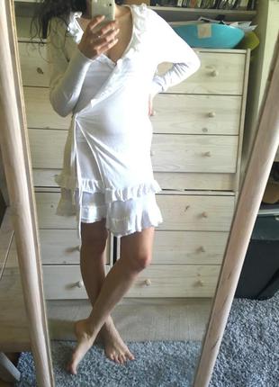 Миле біле трикотажне плаття з воланами 8-10-12 100% бавовна іспанія