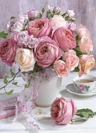 Алмазная вышивка. картина на подрамнике "чайные розы", 40х50см