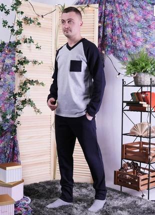 Мужская пижама теплая серая кофта со штанами 44-60р.1 фото