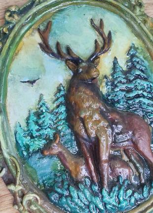 Алюмінієвий барельєф картина металева на стіну благородний олень подарунок озотнику єгерю5 фото