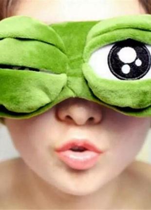 Комплект пов'язка, обруч і маска для сну жабеня пепе 3d (жабка, жаба, жаба), унісекс4 фото