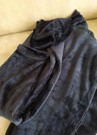 Пижама мужская махровая теплая черная, домашняя пижама зимняя однотонная батал 44-60р.2 фото