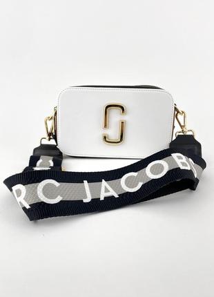 Жіноча сумка с логотипом 😍marc jacobs the snapshot white brown😍6 фото