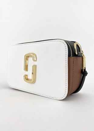 Жіноча сумка з логотипом 😍marc jacobs the snapshot white brown😍