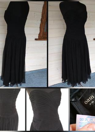 100% шёлк фирменное вечернее шёлковое маленькое чёрное платье бюстье1 фото
