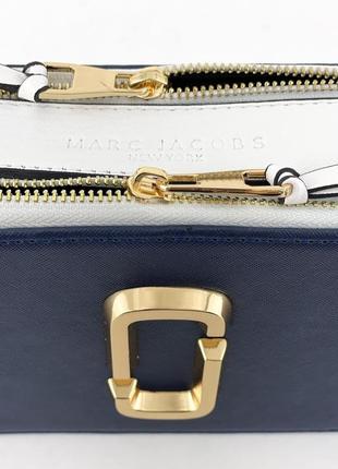 Marc jacobs the snapshot blue white новинка синяя трендовая сумка марк джейкобс синя жіноча сумочка бренд7 фото