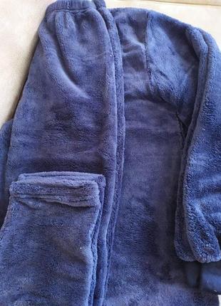 Пижама мужская махровая теплая синия, домашняя зимняя 44-60р.3 фото