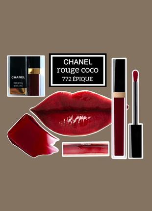 Темно червоний лак для губ блиск для губ chanel rouge coco gloss 772 epique