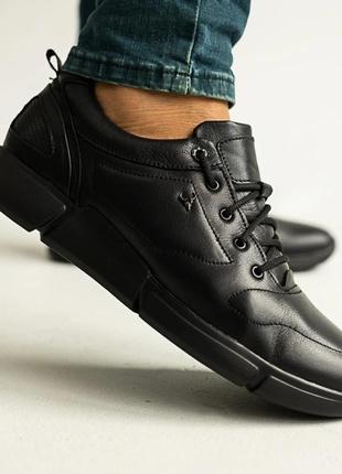 💙натуральна шкіра 💛 кросівки чорні якісні та комфортні