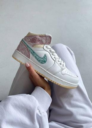 Nike air jordan 1 retro mid ice cream крутые кроссовки найк джордан белые цветные новинка жіночі кольорові кросівки демісезон весна літо осінь