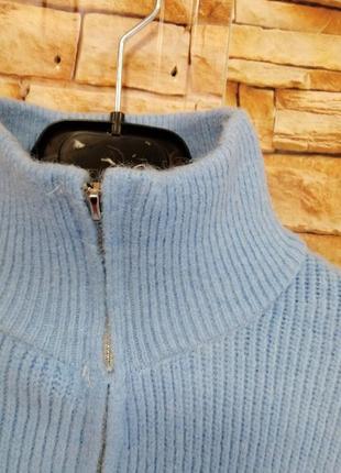 В'язаний светр кофта на замку небесно-блакитного кольору2 фото