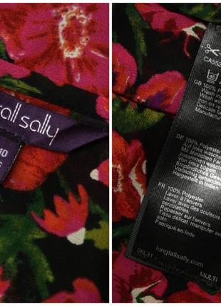 Красивая шифоновая блузка "long tall sally" с цветочным принтом. размер uk10/eur38.6 фото