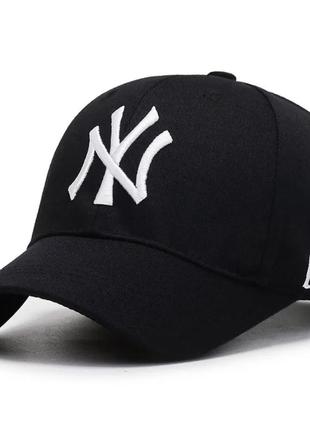 Кепка бейсболка ny нью-йорк (new york) new era, унисекс черная белый логотип
