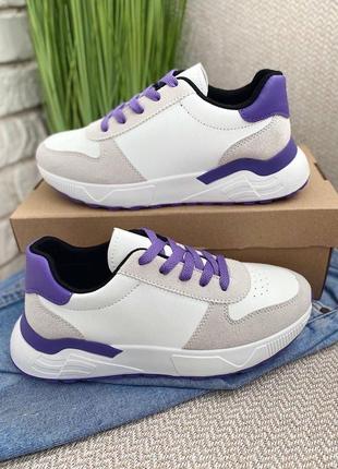 Кросівки білі с лавандовим8 фото