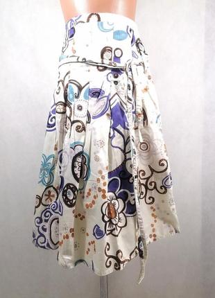 Белая пышная юбка с лавандовыми цветами на завязках