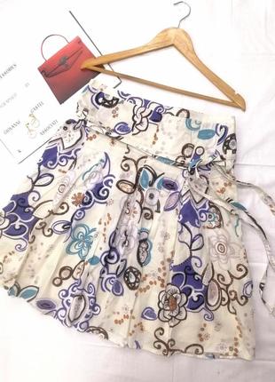 Белая пышная юбка с лавандовыми цветами на завязках2 фото