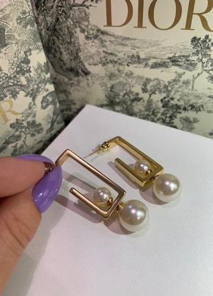 Брендовые стильные серьги с жемчужинами позолота