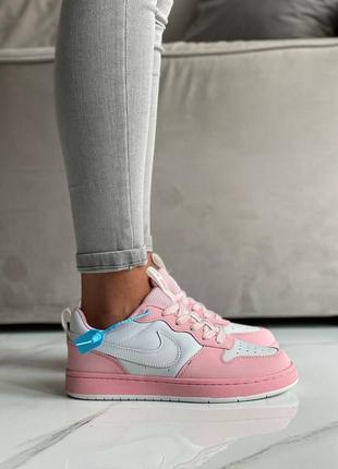 Nike air low white pink новинка рожеві яскраві жіночі кросівки найк демісезон весна літо осінь розовые нежные яркие кроссовки бренд