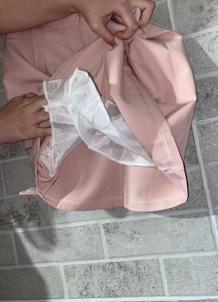 Міні з підкладкою шорти спідниця дуже мила пудра - s-m6 фото