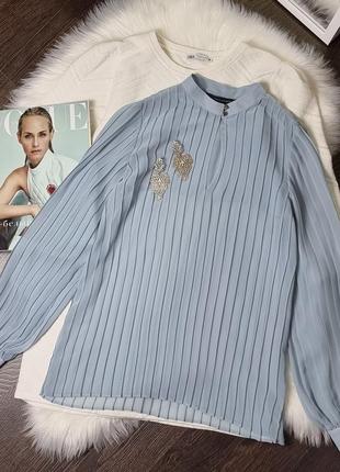 Блуза плісе з довгим рукавом zara