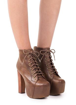 Нові ботильйони коричневі натур шкіра *jeffrey campbell* 'lita' 40р