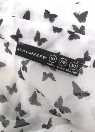 Блузка  белая в бабочки черные с длинным рукавом atmosphere рубашка4 фото