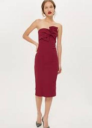 Облегающее миди платье бандо декорированное бантом
