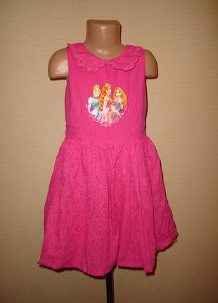 Пышное платье disney на 7-8 лет с принцессами, 100% котон1 фото