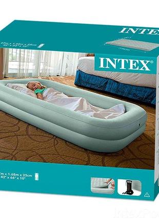 Детская надувная кровать intex, 107 х 168 х 25 см (71 х 132 х 10 см),  с ручным насосом, односпальная